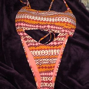Aerie tie back scoop bikini top and bottoms